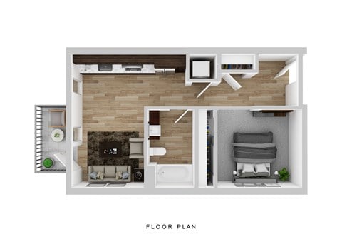 Floor plan for 1 bed, 1 bath, 549 sqft